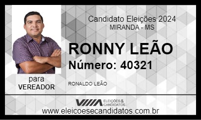 Candidato RONNY LEÃO 2024 - MIRANDA - Eleições