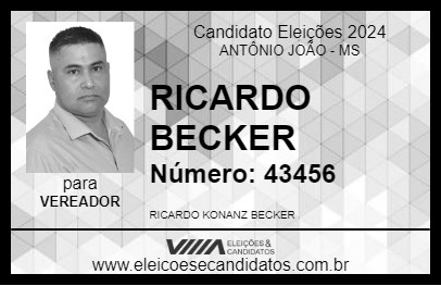 Candidato RICARDO BECKER 2024 - ANTÔNIO JOÃO - Eleições