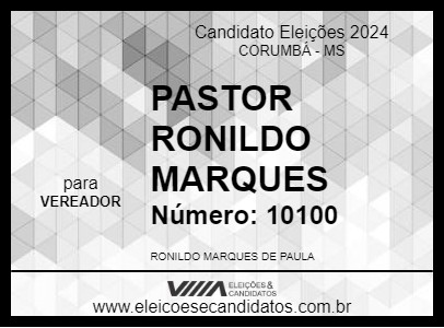 Candidato PASTOR RONILDO MARQUES 2024 - CORUMBÁ - Eleições