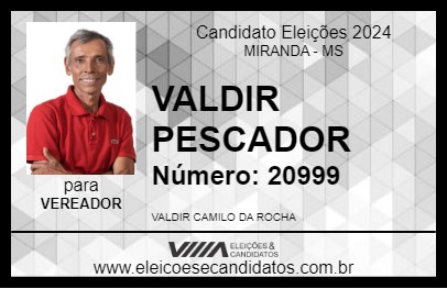 Candidato VALDIR PESCADOR 2024 - MIRANDA - Eleições