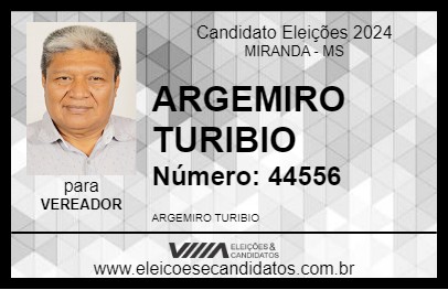 Candidato ARGEMIRO TURIBIO 2024 - MIRANDA - Eleições