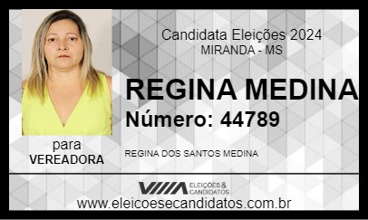 Candidato REGINA MEDINA   2024 - MIRANDA - Eleições