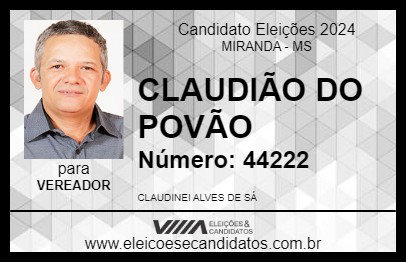 Candidato CLAUDIÃO DO POVÃO 2024 - MIRANDA - Eleições