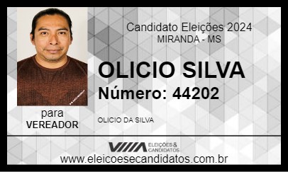 Candidato OLICIO SILVA 2024 - MIRANDA - Eleições