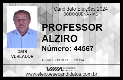 Candidato PROFESSOR ALZIRO 2024 - BODOQUENA - Eleições