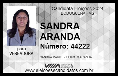 Candidato SANDRA ARANDA 2024 - BODOQUENA - Eleições