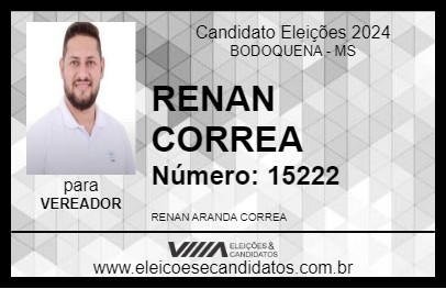 Candidato RENAN CORREA 2024 - BODOQUENA - Eleições