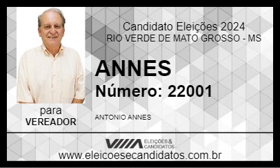 Candidato ANNES 2024 - RIO VERDE DE MATO GROSSO - Eleições