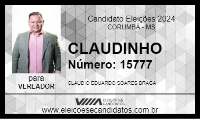 Candidato CLAUDINHO 2024 - CORUMBÁ - Eleições