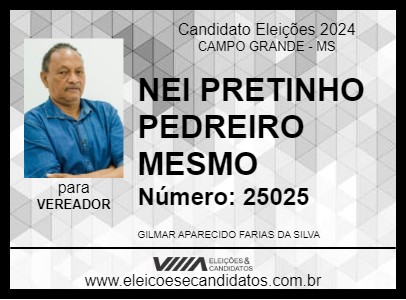 Candidato NEI PRETINHO PEDREIRO MESMO 2024 - CAMPO GRANDE - Eleições