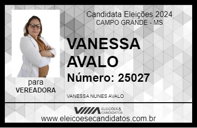 Candidato VANESSA AVALO 2024 - CAMPO GRANDE - Eleições