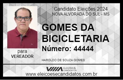 Candidato GOMES DA BICICLETARIA 2024 - NOVA ALVORADA DO SUL - Eleições