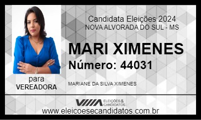 Candidato MARI XIMENES 2024 - NOVA ALVORADA DO SUL - Eleições