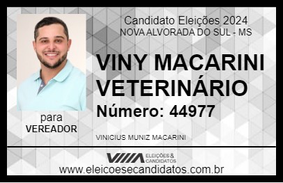 Candidato VINY MACARINI VETERINÁRIO 2024 - NOVA ALVORADA DO SUL - Eleições