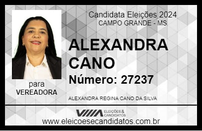 Candidato ALEXANDRA CANO 2024 - CAMPO GRANDE - Eleições