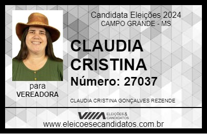 Candidato CLAUDIA CRISTINA 2024 - CAMPO GRANDE - Eleições