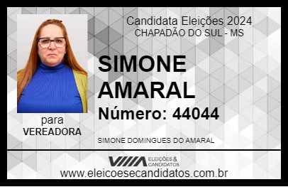 Candidato SIMONE AMARAL 2024 - CHAPADÃO DO SUL - Eleições