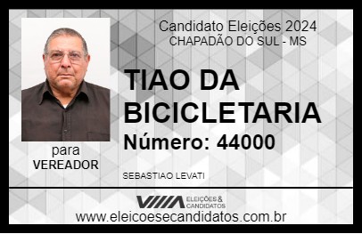 Candidato TIAO DA BICICLETARIA 2024 - CHAPADÃO DO SUL - Eleições