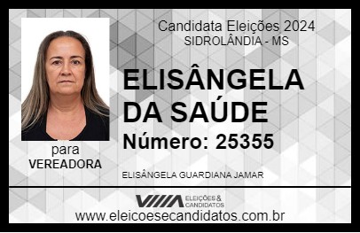 Candidato ELISÂNGELA DA SAÚDE 2024 - SIDROLÂNDIA - Eleições