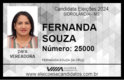 Candidato FERNANDA SOUZA 2024 - SIDROLÂNDIA - Eleições