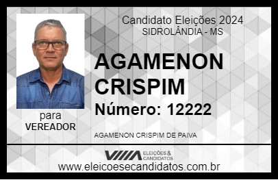 Candidato AGAMENON CRISPIM 2024 - SIDROLÂNDIA - Eleições