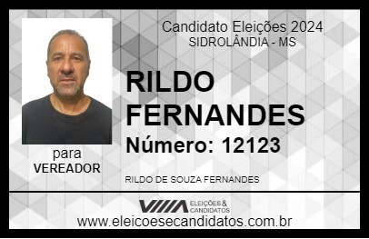 Candidato RILDO FERNANDES 2024 - SIDROLÂNDIA - Eleições