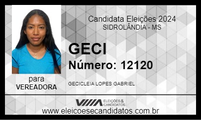 Candidato GECI 2024 - SIDROLÂNDIA - Eleições