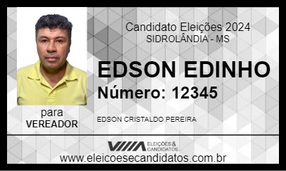 Candidato EDSON EDINHO 2024 - SIDROLÂNDIA - Eleições