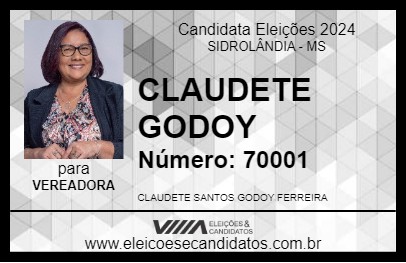 Candidato CLAUDETE GODOY 2024 - SIDROLÂNDIA - Eleições