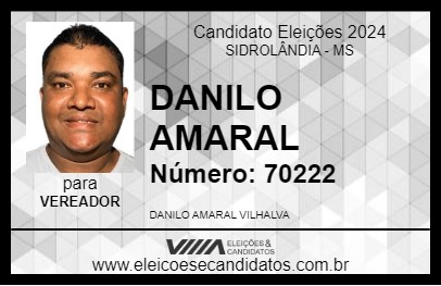 Candidato DANILO AMARAL 2024 - SIDROLÂNDIA - Eleições