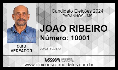 Candidato JOAO RIBEIRO 2024 - PARANHOS - Eleições