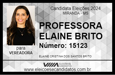 Candidato PROFESSORA ELAINE BRITO 2024 - MIRANDA - Eleições