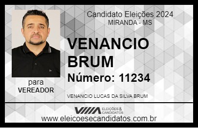 Candidato VENANCIO BRUM 2024 - MIRANDA - Eleições