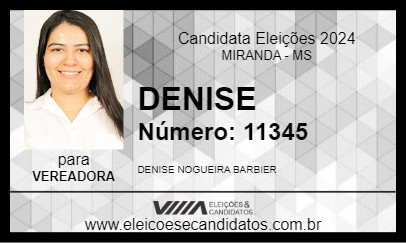 Candidato DENISE 2024 - MIRANDA - Eleições