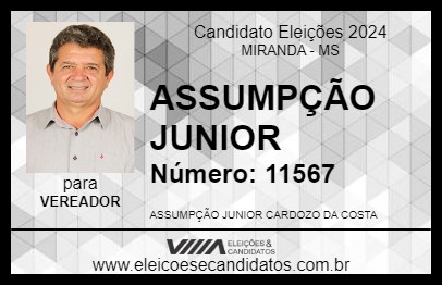 Candidato ASSUMPÇÃO JUNIOR 2024 - MIRANDA - Eleições