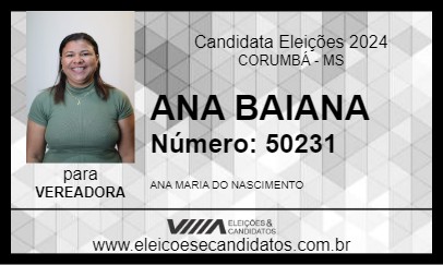 Candidato ANA BAIANA 2024 - CORUMBÁ - Eleições