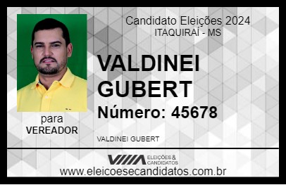 Candidato VALDINEI GUBERT 2024 - ITAQUIRAÍ - Eleições