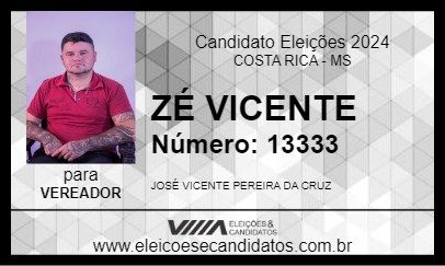 Candidato ZÉ VICENTE 2024 - COSTA RICA - Eleições