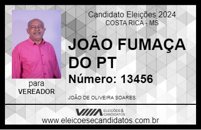 Candidato JOÃO FUMAÇA DO PT 2024 - COSTA RICA - Eleições