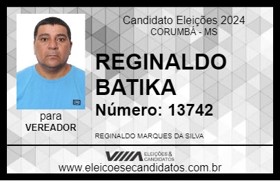 Candidato REGINALDO BATIKA 2024 - CORUMBÁ - Eleições