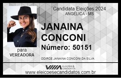 Candidato JANAINA CONCONI 2024 - ANGÉLICA - Eleições