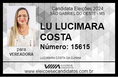 Candidato LU LUCIMARA COSTA 2024 - SÃO GABRIEL DO OESTE - Eleições