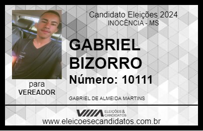 Candidato GABRIEL BIZORRO 2024 - INOCÊNCIA - Eleições