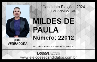 Candidato MILDES DE PAULA 2024 - PARANAÍBA - Eleições