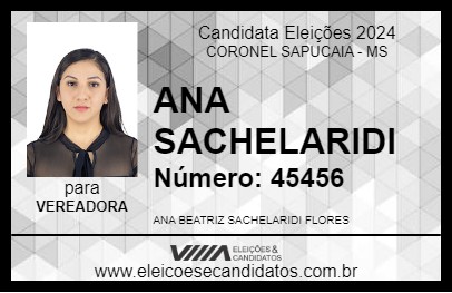 Candidato ANA SACHELARIDI 2024 - CORONEL SAPUCAIA - Eleições