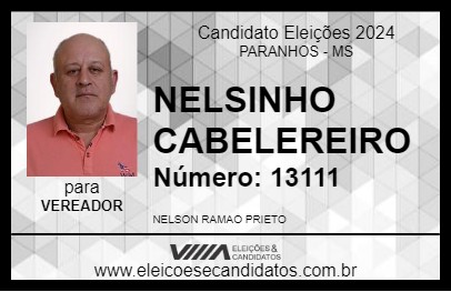 Candidato NELSINHO CABELEREIRO 2024 - PARANHOS - Eleições