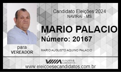 Candidato MARIO PALACIO 2024 - NAVIRAÍ - Eleições