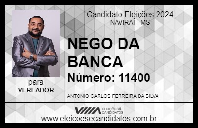 Candidato NEGO DA BANCA 2024 - NAVIRAÍ - Eleições