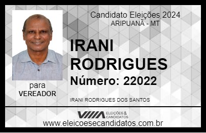 Candidato IRANI RODRIGUES 2024 - ARIPUANÃ - Eleições