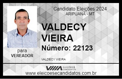 Candidato VALDECY VIEIRA 2024 - ARIPUANÃ - Eleições